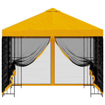 Garden Gazebo with Sidewalls 3 x 3 m Yellow Polyester and Steel
