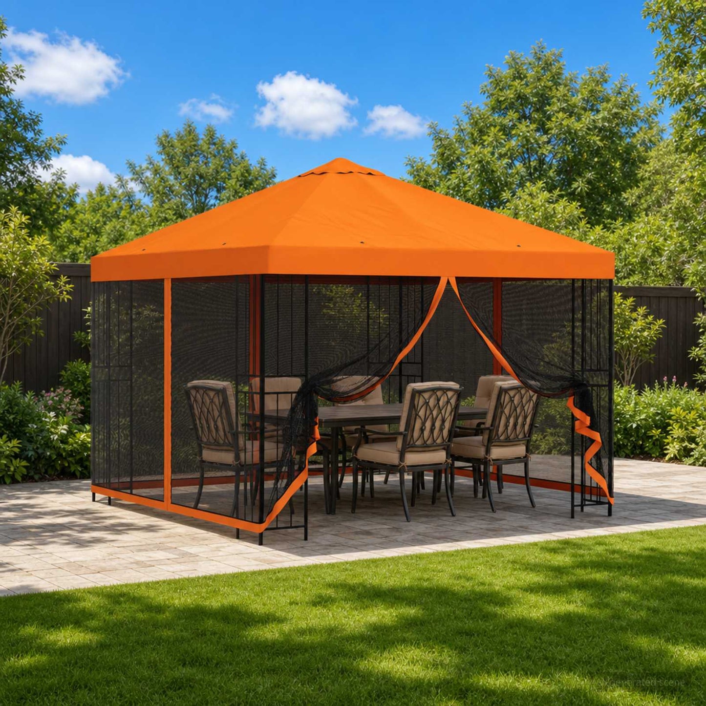 Garden Gazebo with Sidewalls 3 x 3 m Orange Polyester and Steel