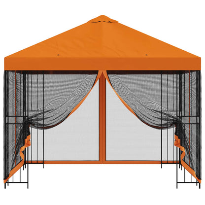 Garden Gazebo with Sidewalls 3 x 3 m Orange Polyester and Steel