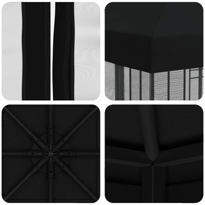 Garden Gazebo with Sidewalls 3 x 3 m Black Polyester and Steel