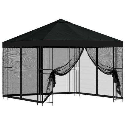 Garden Gazebo with Sidewalls 3 x 3 m Black Polyester and Steel