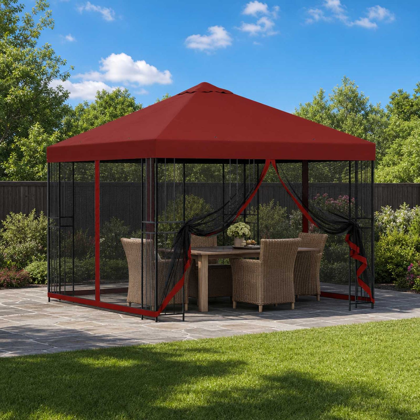 Garden Gazebo with Sidewalls 3 x 3 m Burgundy
