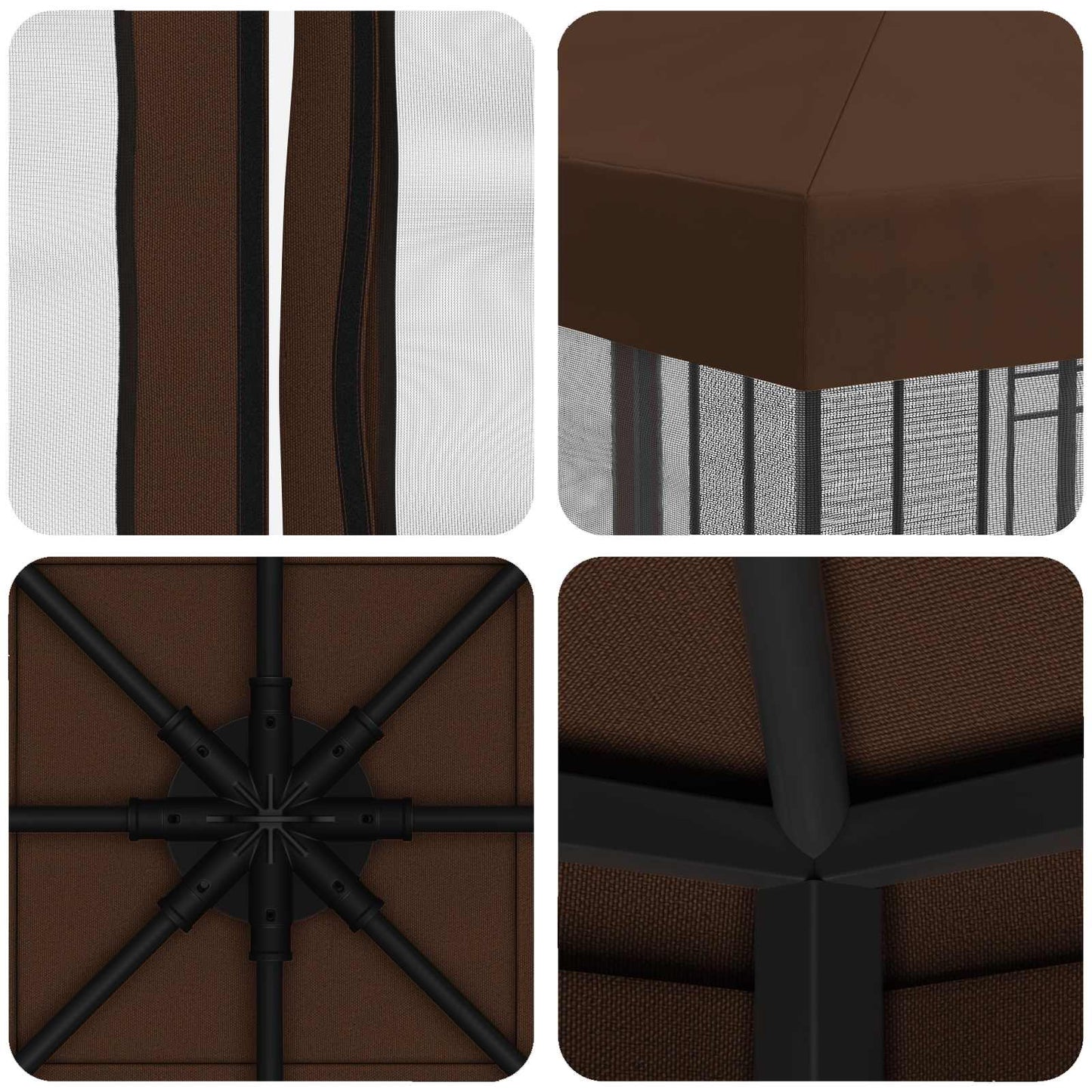 Garden Gazebo with Sidewalls 3 x 3 m Brown Polyester and Steel