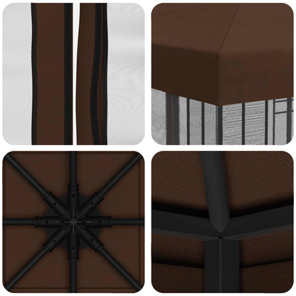 Garden Gazebo with Sidewalls 3 x 3 m Brown Polyester and Steel