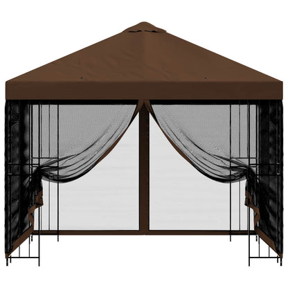 Garden Gazebo with Sidewalls 3 x 3 m Brown Polyester and Steel
