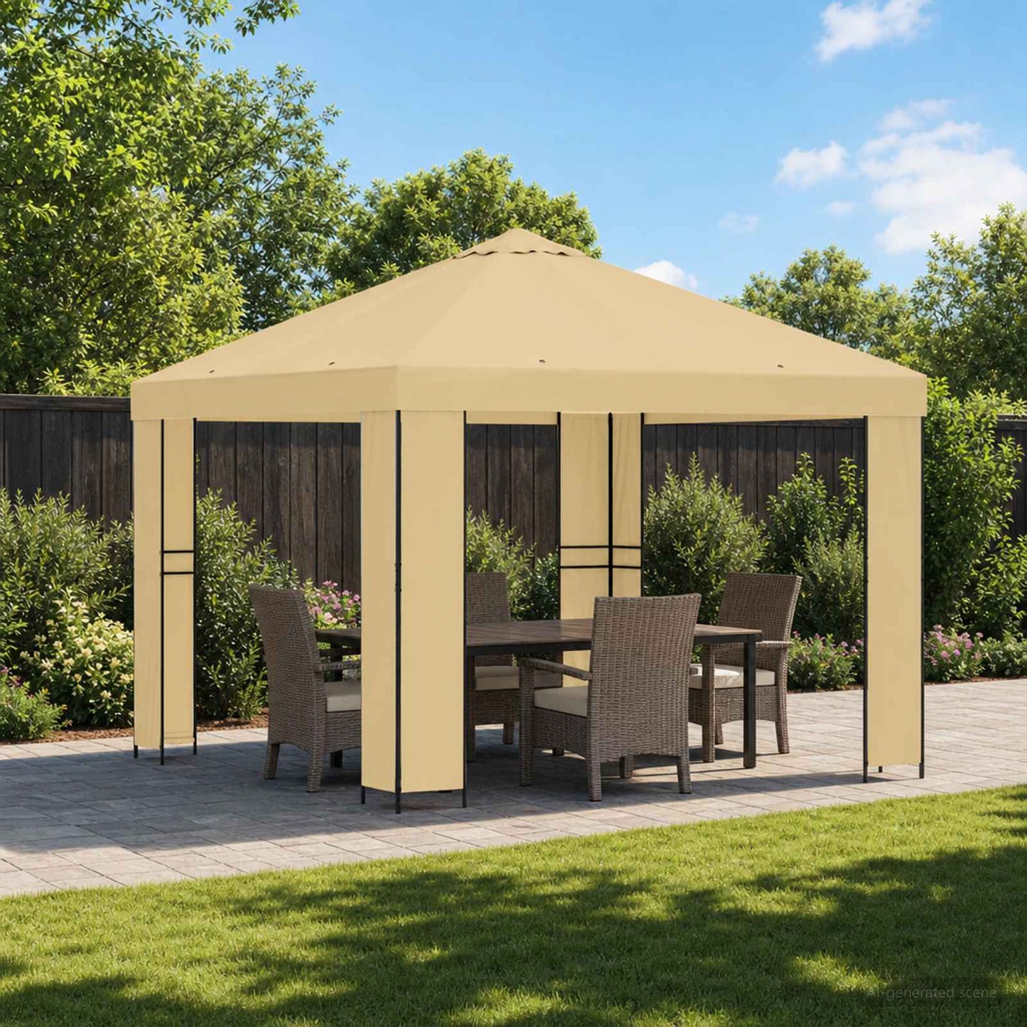 Gazebo 3 x 3 m Cream Polyester and Steel 190 gsm