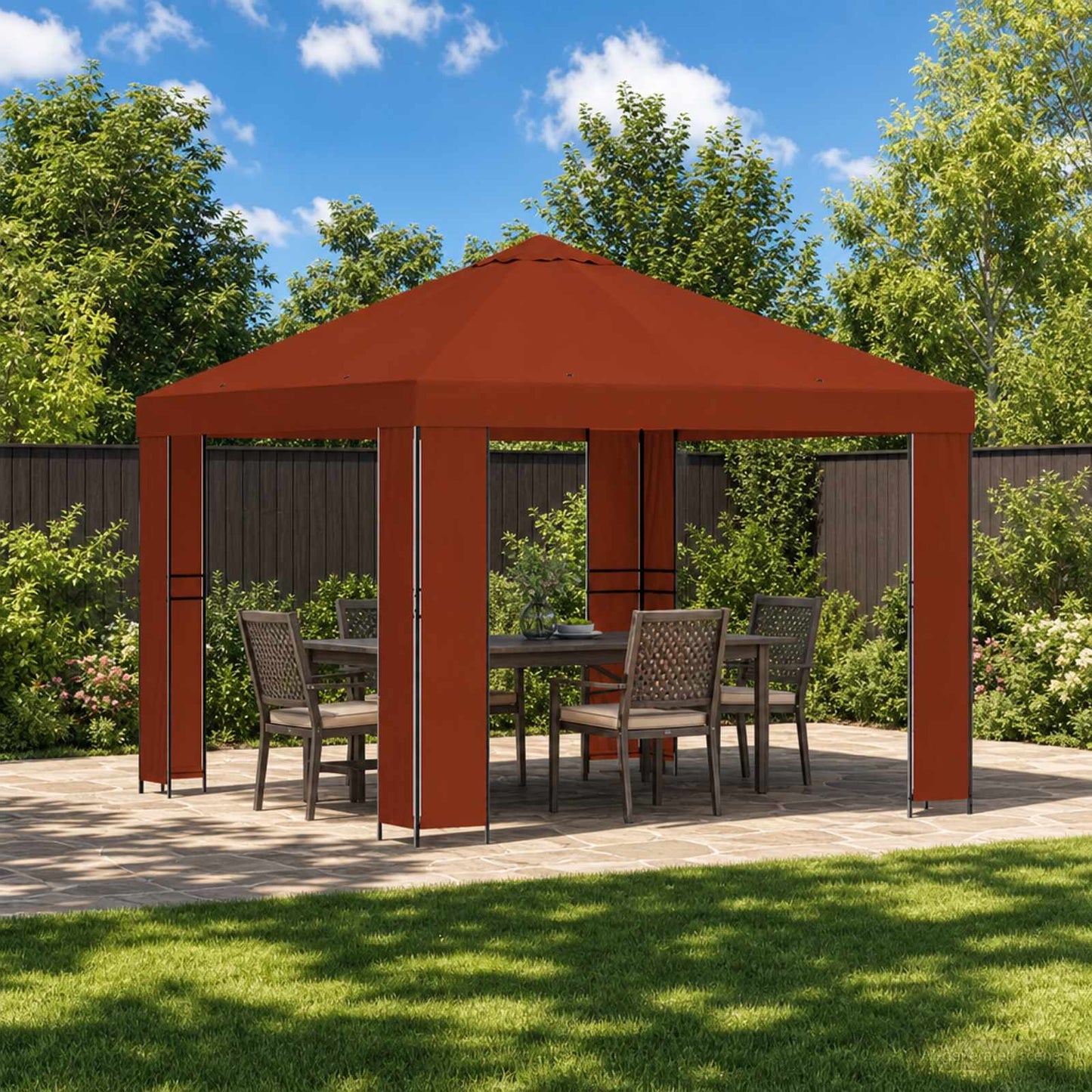 Gazebo 3 x 3 m Terracotta Polyester and Steel 190 gsm