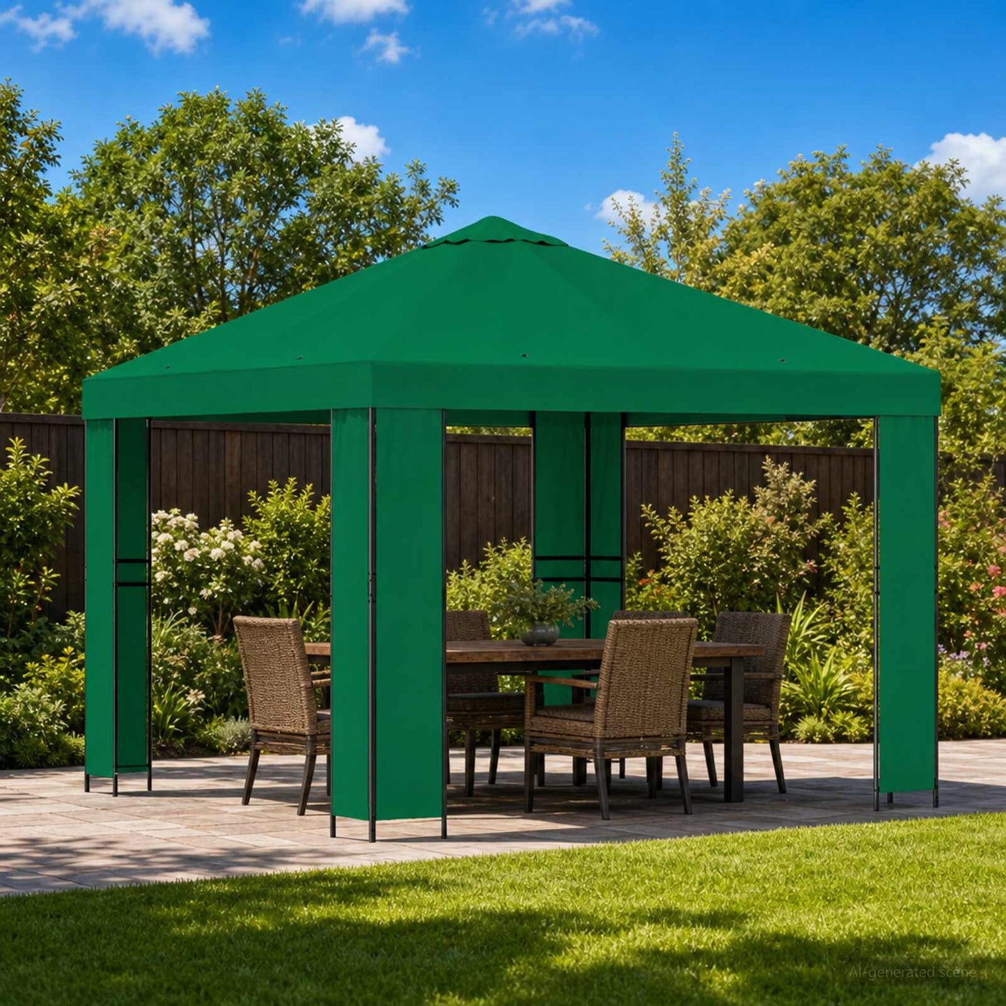 Gazebo 3 x 3 m Green Polyester and Steel 190 gsm
