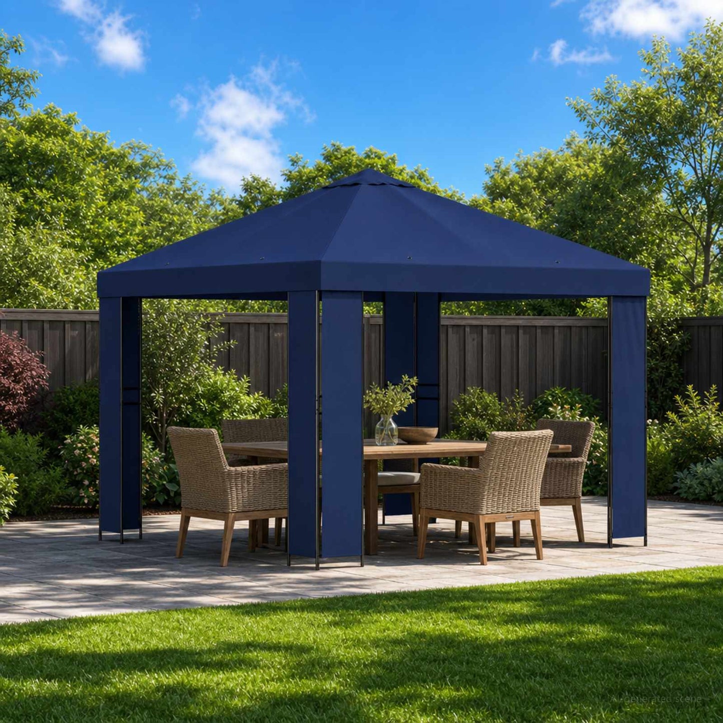 Gazebo 3 x 3 m Blue Polyester and Steel 190 gsm