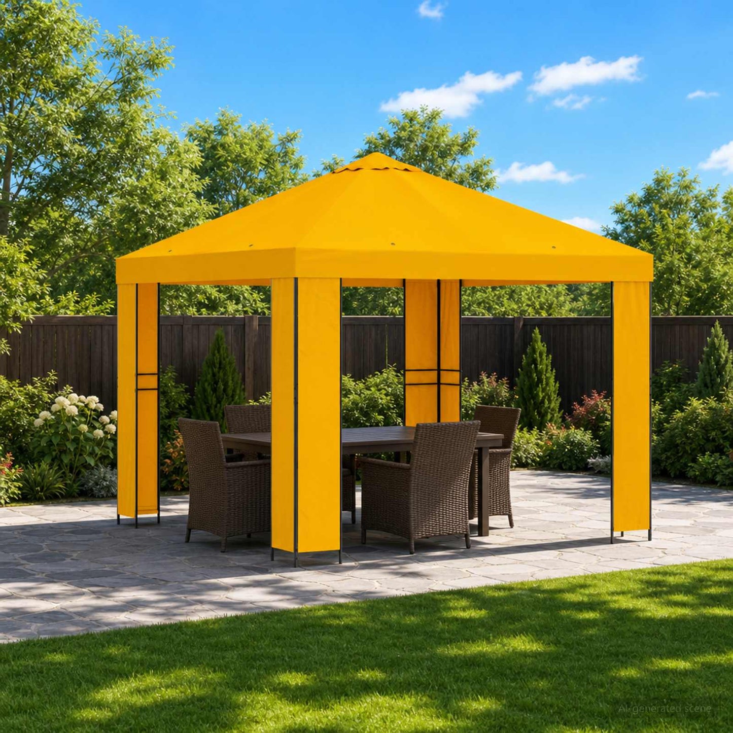 Gazebo 3 x 3 m Yellow Polyester and Steel 190 gsm