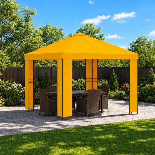 Gazebo 3 x 3 m Yellow Polyester and Steel 190 gsm