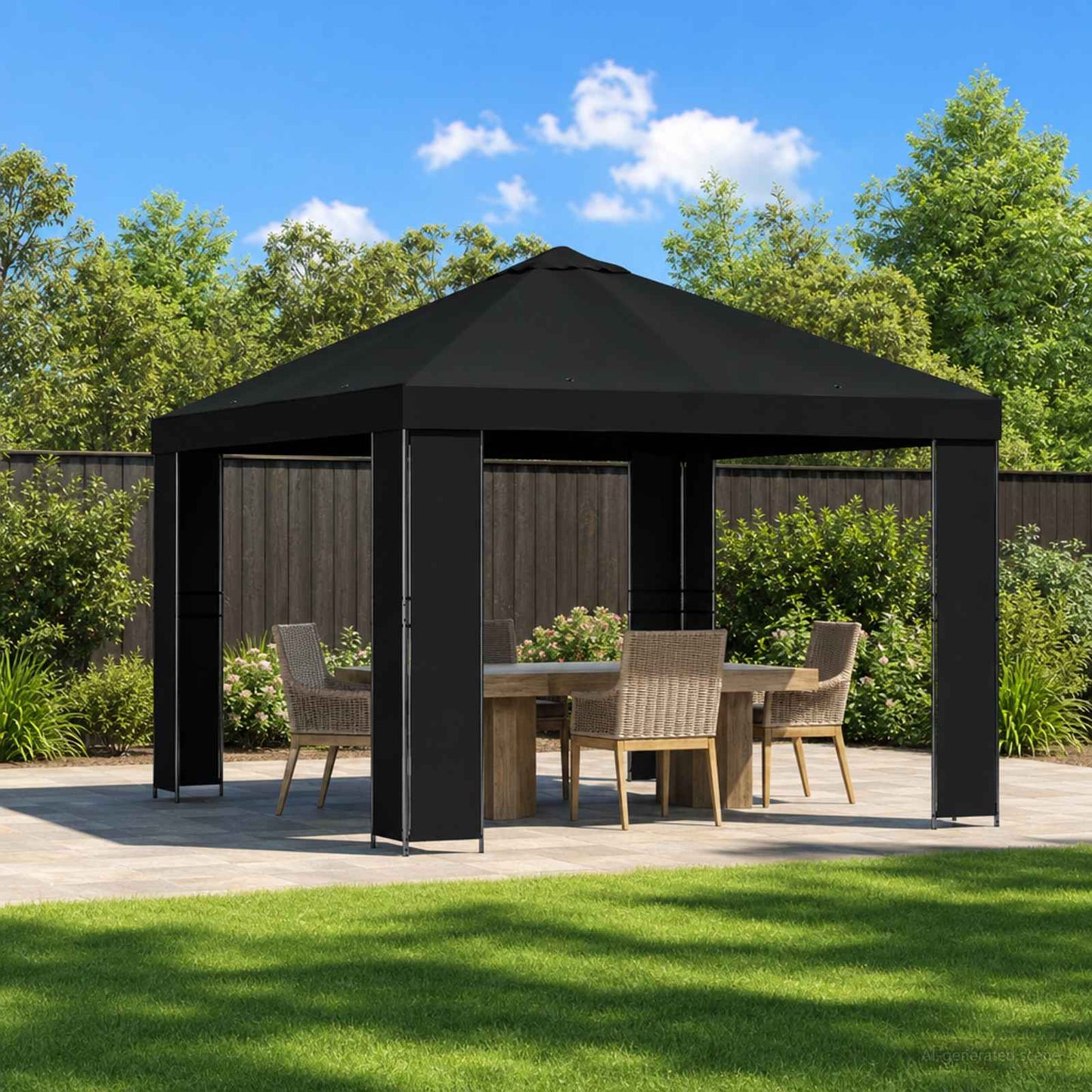 Gazebo 3 x 3 m Black Polyester and Steel 190 gsm