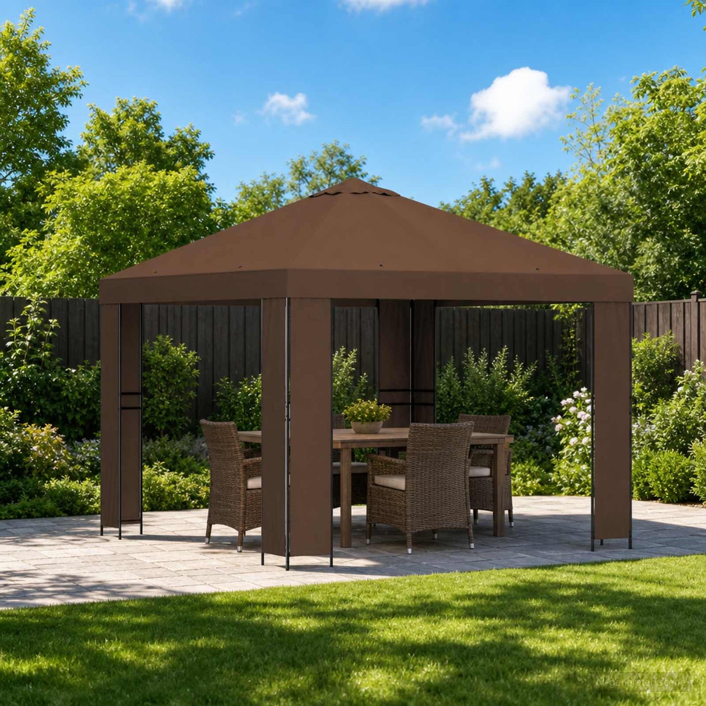 Gazebo 3 x 3 m Brown Polyester and Steel 190 gsm