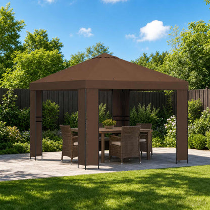 Gazebo 3 x 3 m Brown Polyester and Steel 190 gsm
