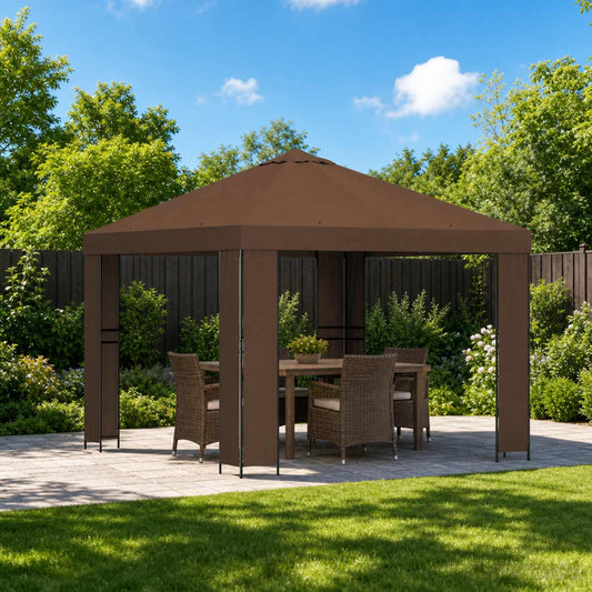 Gazebo 3 x 3 m Brown Polyester and Steel 190 gsm