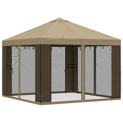 Garden Gazebo with Sidewalls 3 x 3 m Beige Polyester and Steel