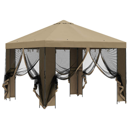 Garden Gazebo with Sidewalls 3 x 3 m Beige Polyester and Steel