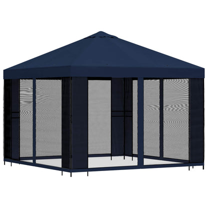 Garden Gazebo with Sidewalls 3 x 3 m Blue Polyester and Steel