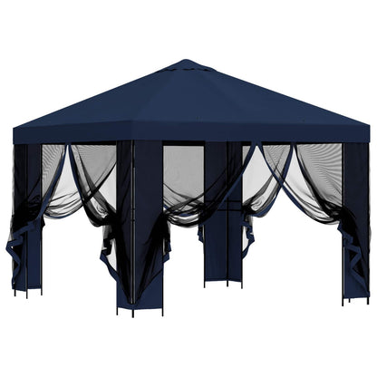 Garden Gazebo with Sidewalls 3 x 3 m Blue Polyester and Steel