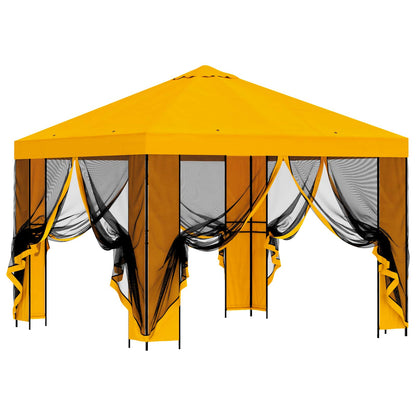Garden Gazebo with Sidewalls 3 x 3 m Yellow Polyester and Steel