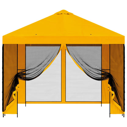 Garden Gazebo with Sidewalls 3 x 3 m Yellow Polyester and Steel