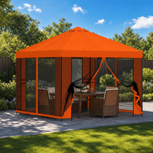 Garden Gazebo with Sidewalls 3 x 3 m Orange Polyester and Steel