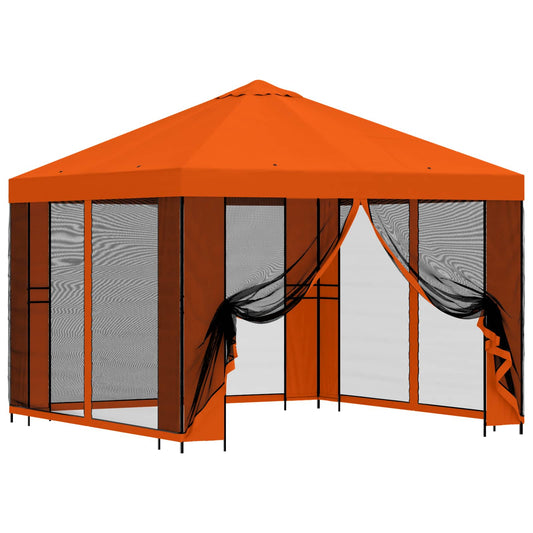Garden Gazebo with Sidewalls 3 x 3 m Orange Polyester and Steel