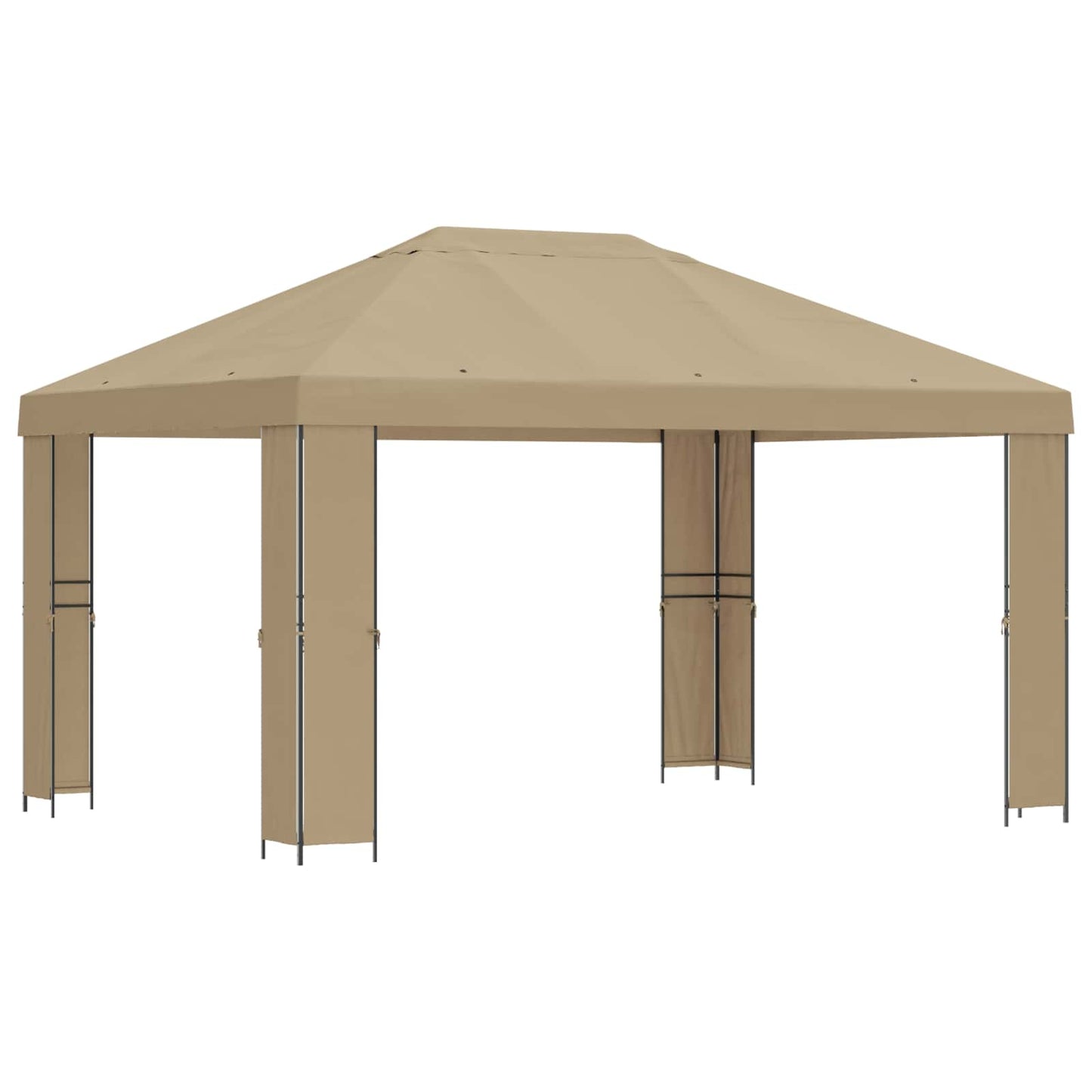 Gazebo 4 x 3 m Beige Polyester and Steel 190 gsm