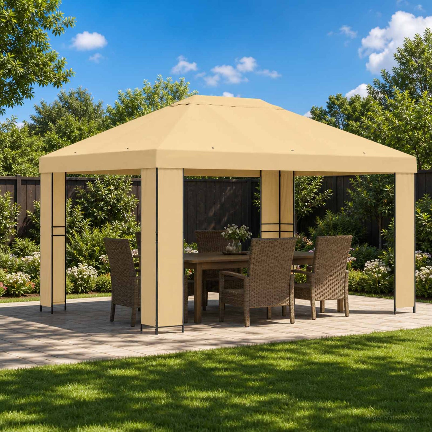 Gazebo 4 x 3 m Cream Polyester and Steel 190 gsm