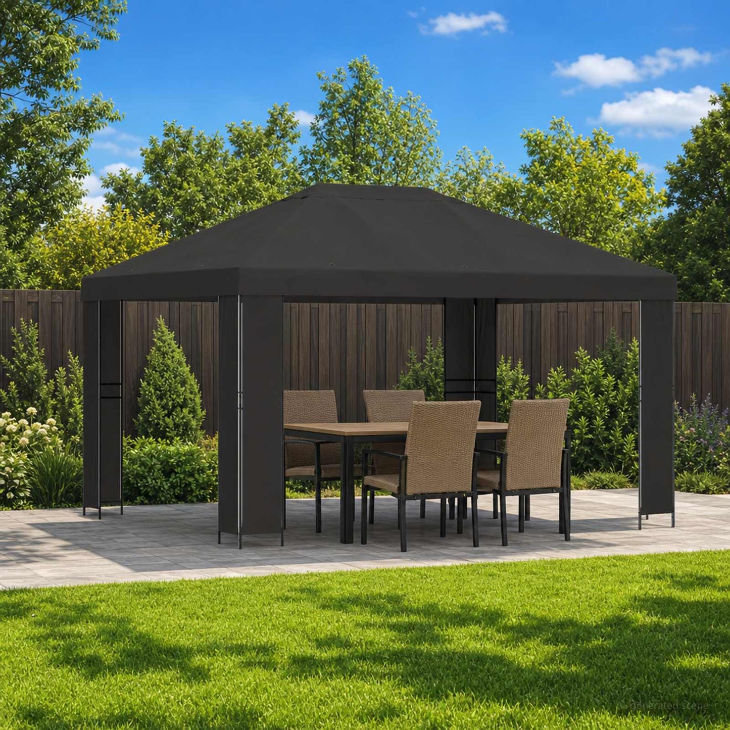 Gazebo 4 x 3 m Anthracite Polyester and Steel 190 gsm