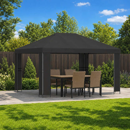 Gazebo 4 x 3 m Anthracite Polyester and Steel 190 gsm