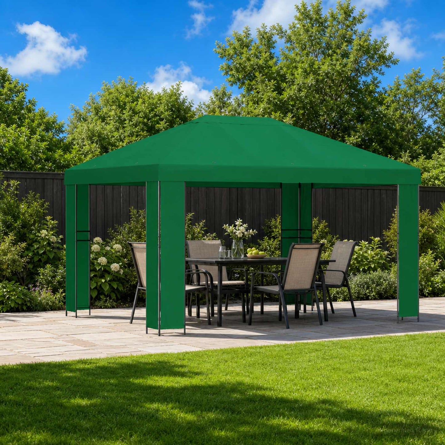 Gazebo 4 x 3 m Green Polyester and Steel 190 gsm