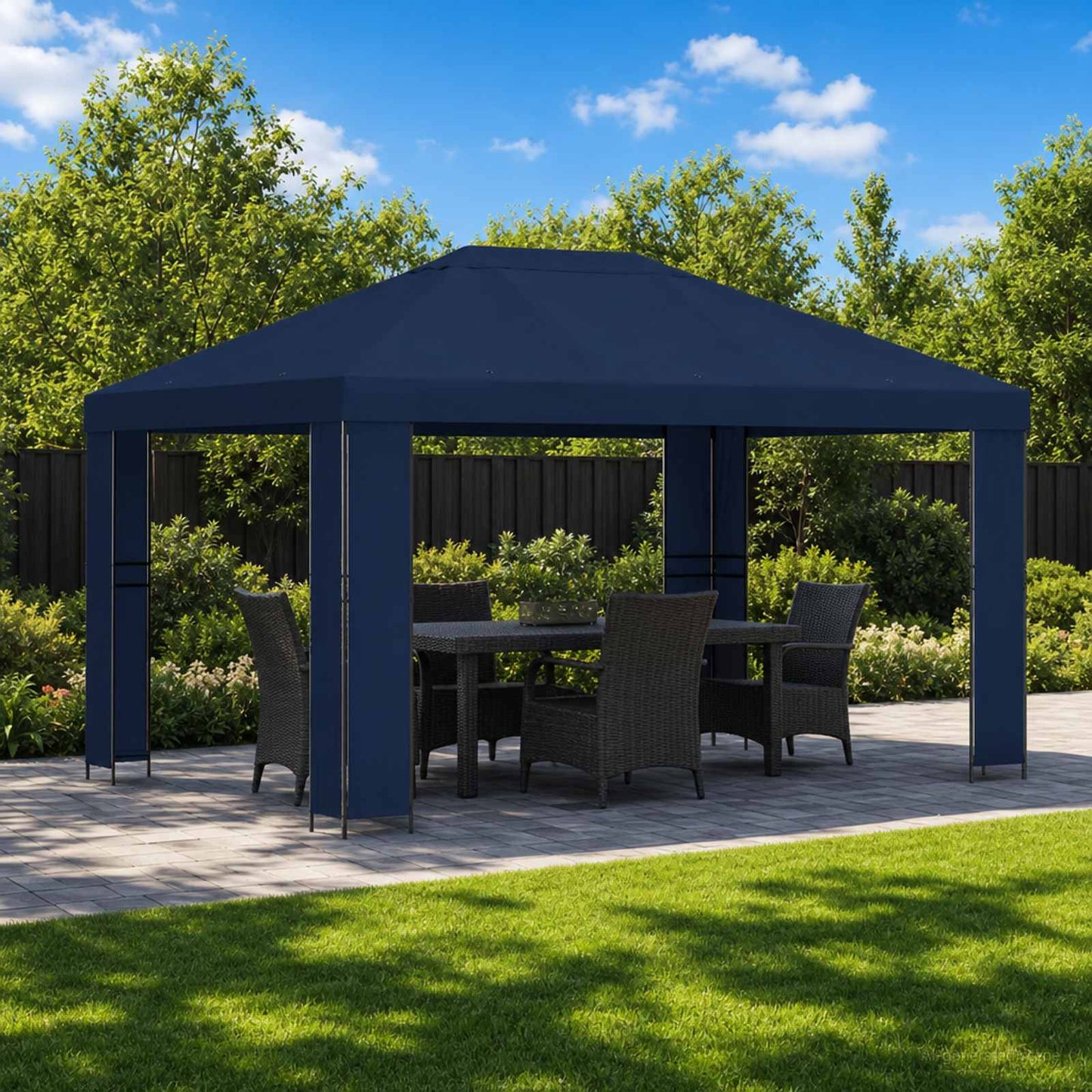 Gazebo 4 x 3 m Blue Polyester and Steel 190 gsm