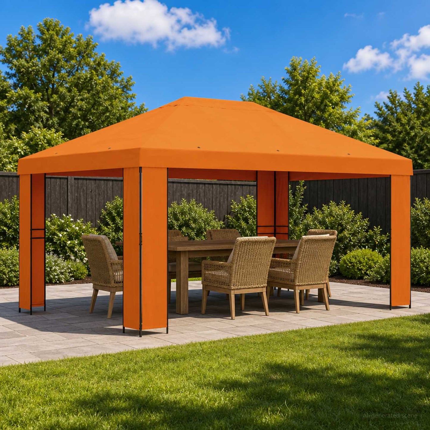 Gazebo 4 x 3 m Orange Polyester and Steel 190 gsm