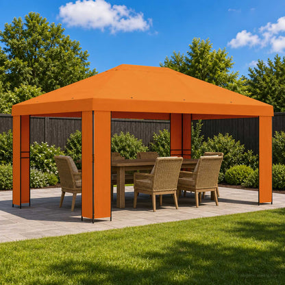 Gazebo 4 x 3 m Orange Polyester and Steel 190 gsm