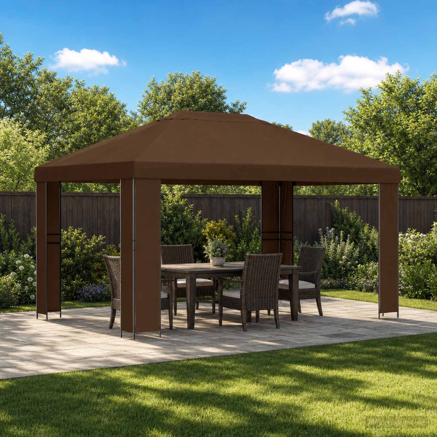 Gazebo 4 x 3 m Brown Polyester and Steel 190 gsm
