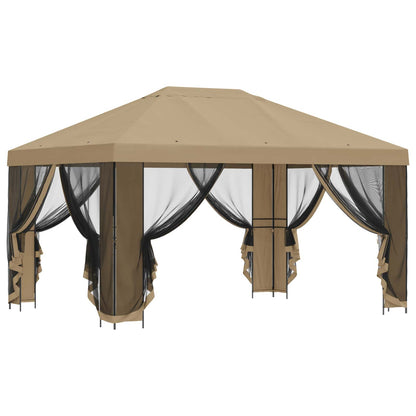 Garden Gazebo with Sidewalls 4 x 3 m Beige Polyester and Steel