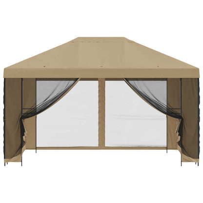 Garden Gazebo with Sidewalls 4 x 3 m Beige Polyester and Steel