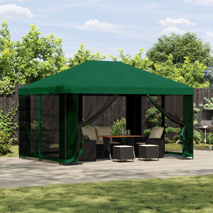 Garden Gazebo with Sidewalls 4 x 3 m Green Polyester and Steel
