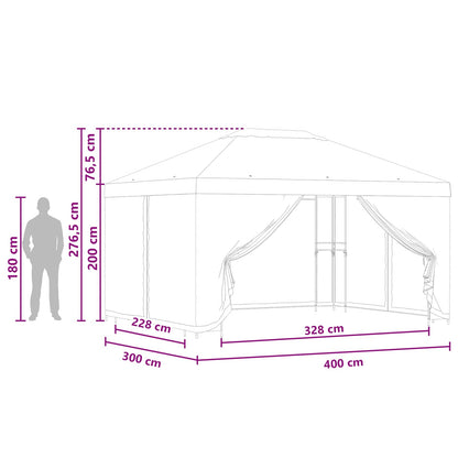 Garden Gazebo with Sidewalls 4 x 3 m Green Polyester and Steel