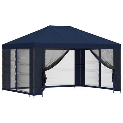 Garden Gazebo with Sidewalls 4 x 3 m Blue Polyester and Steel