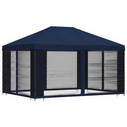 Garden Gazebo with Sidewalls 4 x 3 m Blue Polyester and Steel