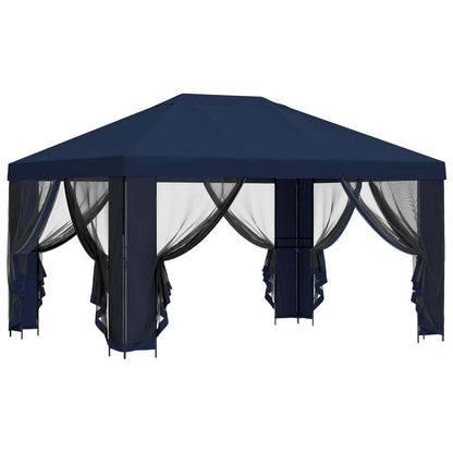 Garden Gazebo with Sidewalls 4 x 3 m Blue Polyester and Steel