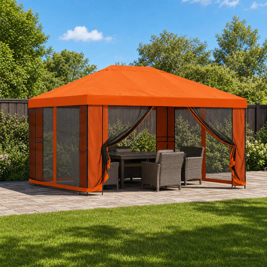 Garden Gazebo with Sidewalls 4 x 3 m Orange Polyester and Steel