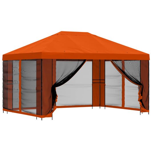 Garden Gazebo with Sidewalls 4 x 3 m Orange Polyester and Steel