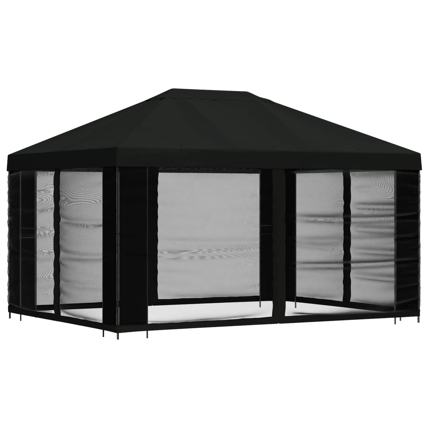 Gazebo with Sidewalls 4 x 3 m Black Polyester and Steel 190 gsm