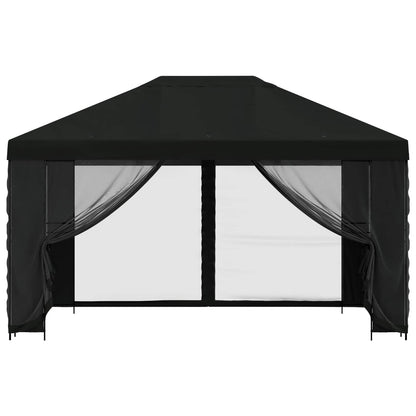 Gazebo with Sidewalls 4 x 3 m Black Polyester and Steel 190 gsm