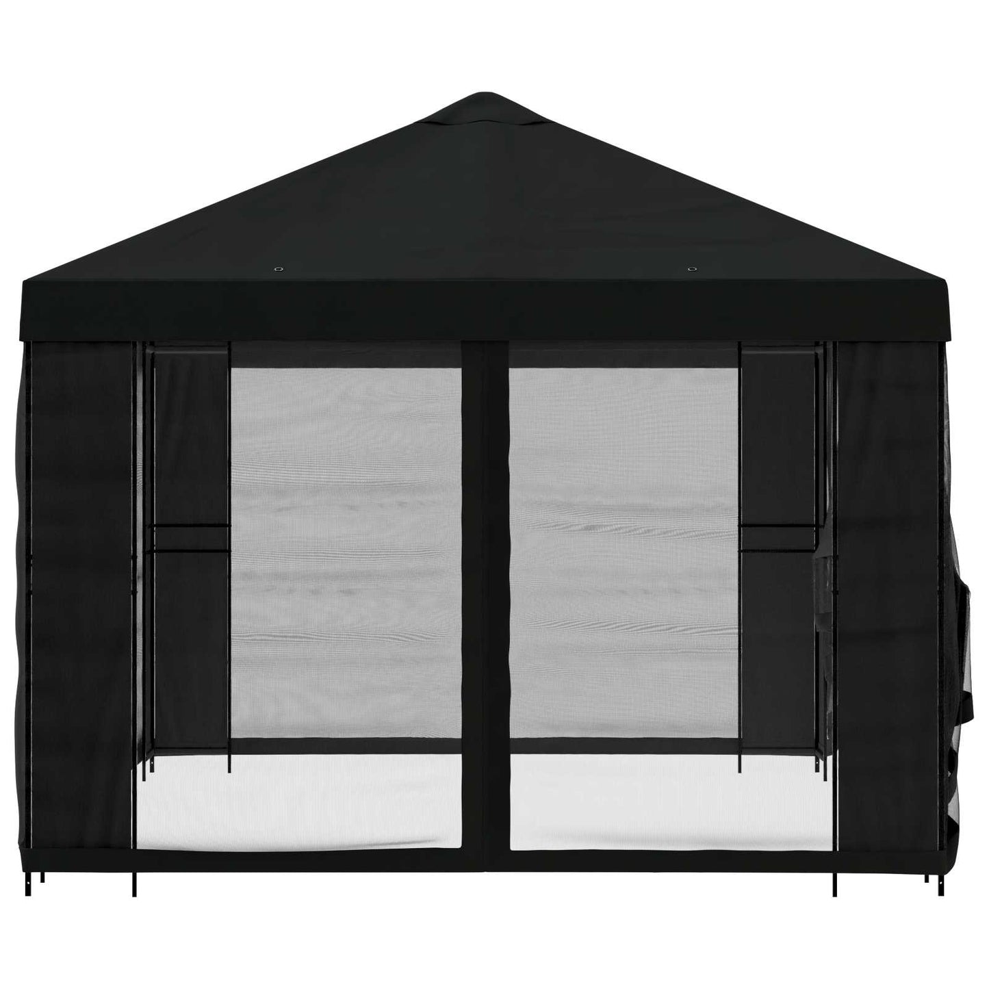 Gazebo with Sidewalls 4 x 3 m Black Polyester and Steel 190 gsm