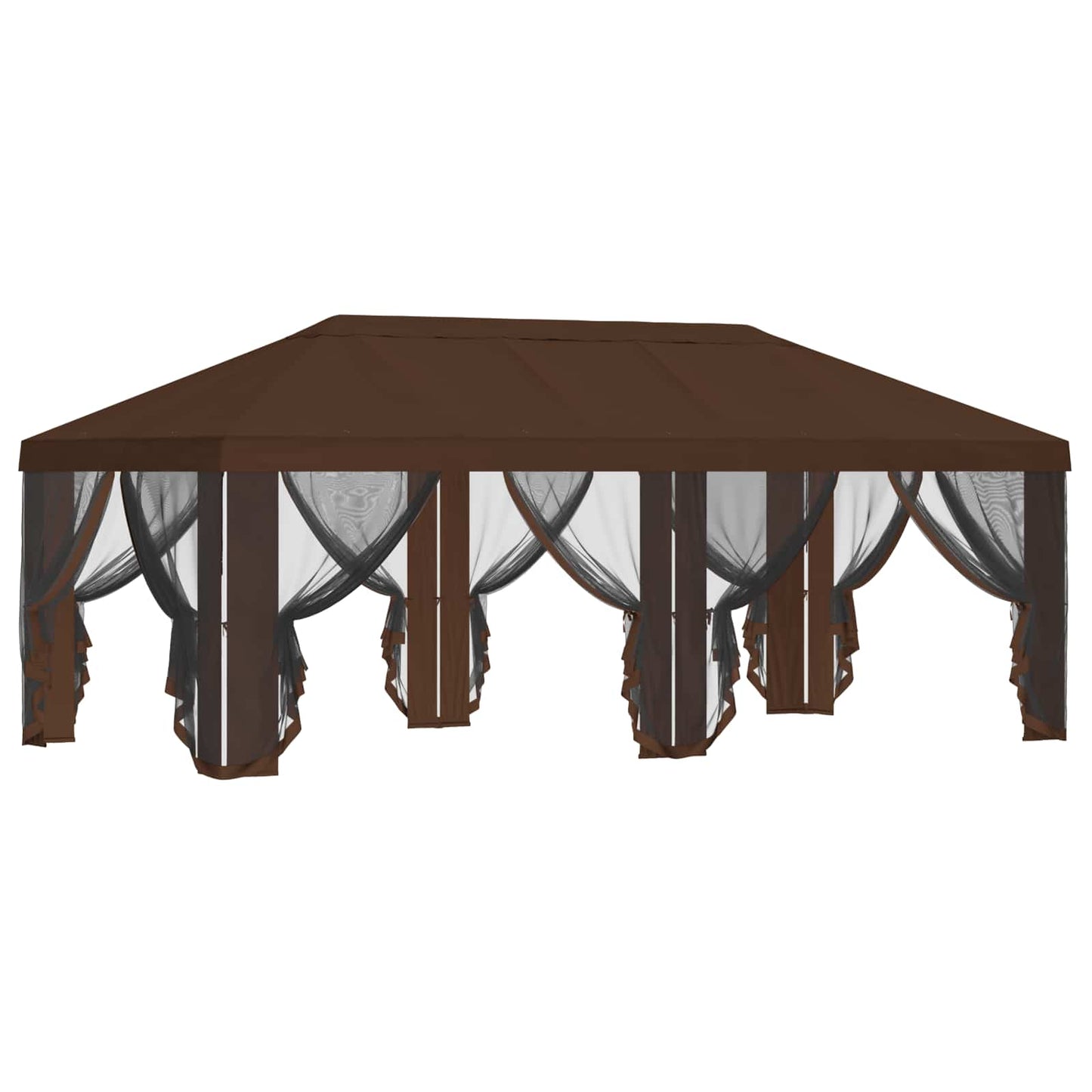 Gazebo Cover with Sidewalls 6 x 3 m Brown Polyester 190