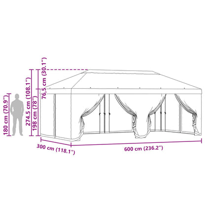 Gazebo Cover with Sidewalls Cream 600.5 x 300.5 cm Polyester